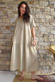 Rustic Nature Linen Blend Smock T Shirt Dress Washed Cedar